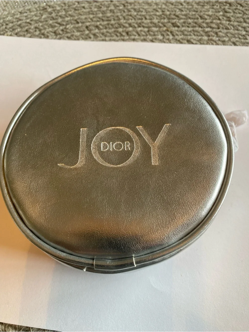 Dior Silver JOY Logo Round Pouch